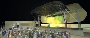 Palco de eventos (em noite de show)<br />Imagem dos autores do projeto 