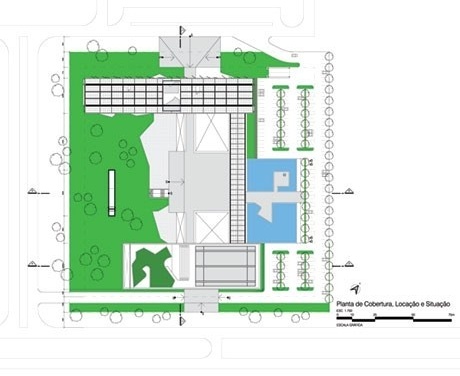 Planta de cobertura, locação e situação<br />Imagem dos autores do projeto 