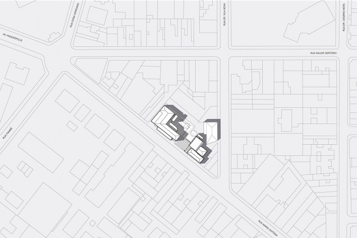 Centro Universitário Maria Antônia, situação, São Paulo SP. Arquitetos Cristiane Muniz, Fábio Valentim, Fernanda Barbara e Fernando Viégas / Una Arquitetos<br />Imagem divulgação 