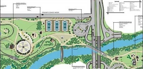 Área para artesanato, Praça da Fogueira e quadra poliesportivas – lado oeste<br />Imagens dos autores do projeto 