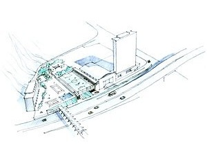 Croqui da área esportiva e creche<br />Imagem do autor do projeto 