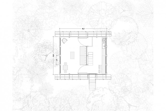 Monkey House, planta primeiro piso, Paraty RJ Brasil, 2020. Arquiteto Marko Brajovic / Atelier Marko Brajovic<br />Imagem divulgação/ disclosure image  [Atelier Marko Brajovic]