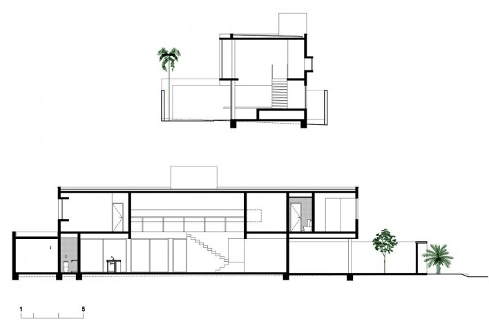 Casa vale do sol, cortes transversal e longitudinal. Marcos Franchini