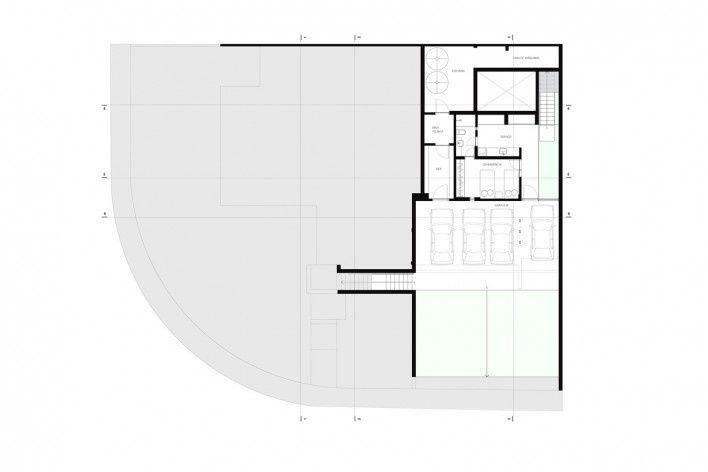 IF House, underground floor plan, Natal RN Brasil, 2018. Architects Márcio Lucena and Kleimer Martins / Martins Lucena Arquitetos<br />Imagem divulgação/ Disclosure image  [Acervo/ Collection Martins Lucena Arquitetos]