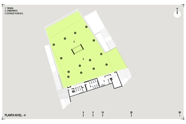 Planta nivel 4. Colegio Santo Domingo Savio. Medellín, Colombia. 2008<br />Obranegra arquitectos 