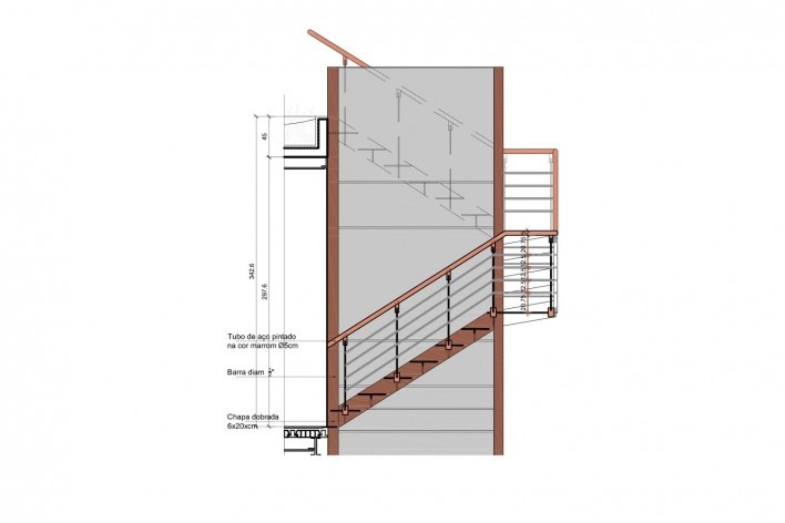 Casa Lutzenberger, escadas, elecação B. Reforma Kiefer arquitetos