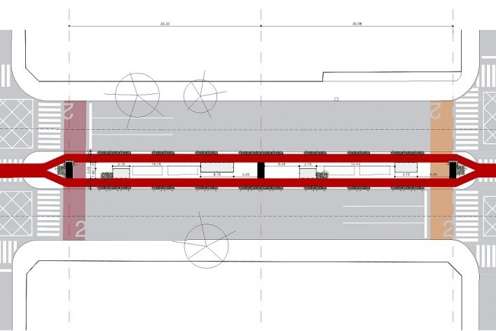 A marquise do Minhocão, implantação das infraestruturas propostas relacionadas à incidência de poluentes, São Paulo, 2016. Triptyque Architecture + Guil Blanche<br />Imagem divulgação 
