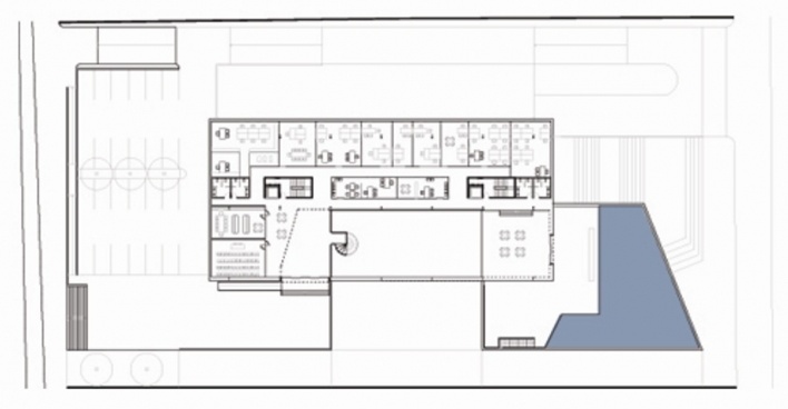 Planta nível 203.00<br />Desenho do escritório 