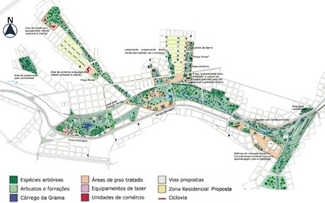 Mapa da área de intervenção<br />Imagem dos autores do projeto 