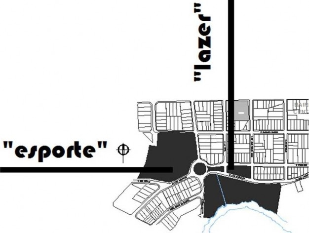 Equipamentos públicos desarticulados<br />Desenho da autora 