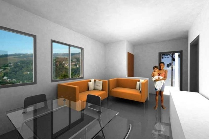 Interior. Concurso Habitação para Todos CDHU.Casas escalonadas-Menção honrosa.<br />Autores do projeto  [escritorio premiado]