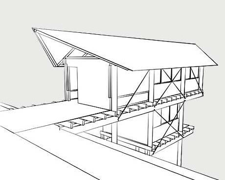 Perspectiva da face norte<br />Imagem dos autores do projeto 