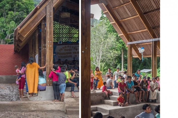 Casa Grande Atyaro Pankotsi, Río Tambo, Junín, Perú, 2019. Arquitectos Marta Maccaglia, Raúl Arancibia, Auriane Bonnault, Samanta Sinistri, Helmer Carrión, Emilio Santos Pérez, Carlos Barreda / Asociación Semillas para el Desarrollo Sostenible<br />Foto Eleazar Cuadros 