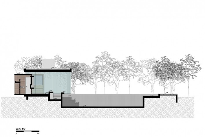Kiosk EL165, section CC, Gravataí RS Brasil, 2016. Architects Diego Brasil and Anderson Calvi / Br3 Arquitetos<br />Imagem divulgação / disclosure image  [Br3 Arquitetos]