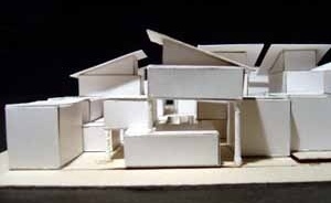 Maquete – detalhe do módulo projetual<br />Imagem dos autores do projeto 