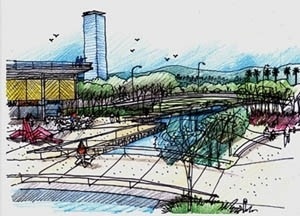 Vista do Parque a partir do passeio<br />Imagem dos autores do projeto 