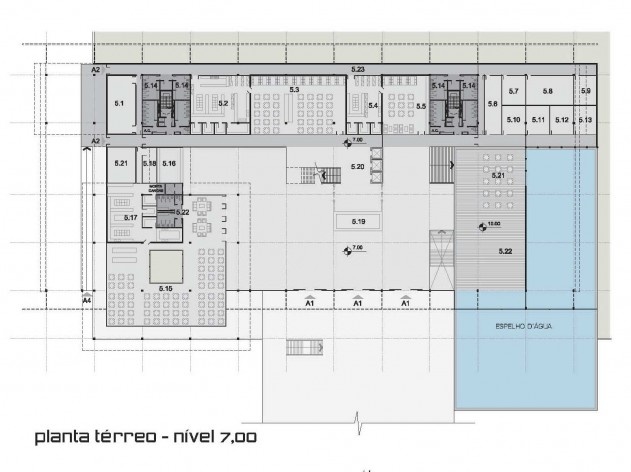 Concurso Sistema Fecomércio‐RS, planta do pavimento térreo. Gabriel Cruz Grandó e equipe, 2º lugar, 2011