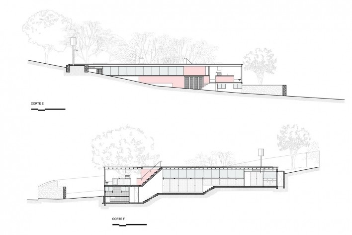 Terraços Circulares House, sections EE and FF, Cotia SP, 2020. Architect Denis Joelsons<br />Imagem divulgação/disclosure image/imagen divulgación  [Acervo/collection/colección Denis Joelsons]