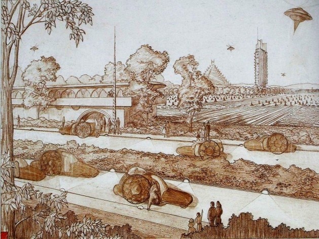 Broadacre City, Frank Lloyd Wright, mostra “The Human Insect: Antenna Architectures 1887-2017”<br />Foto Ana Tagliari / Wilson Florio, 2018 