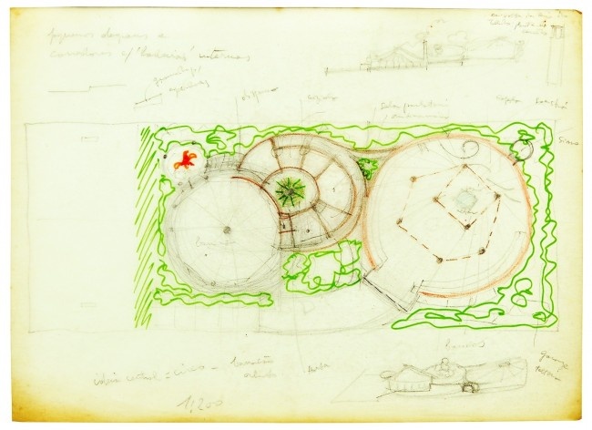 Igreja Espírito Santo do Pinhal, croquis da arquiteta Lina Bo Bardi, Uberlândia, 1976<br />Imagem divulgação  [Instituto Bardi]
