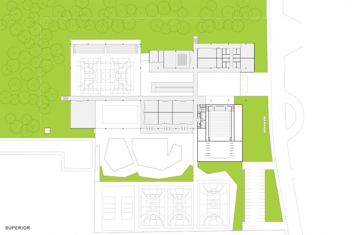 Concurso de Propostas Arquitetônicas para o futuro SESC Guarulhos, 1º lugar, superior. Arquitetos Renato Dal Pian e Lilian Dal Pian<br />Desenho do escritório 