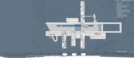 Planta e corte - fase 1<br />Imagens dos autores do projeto 