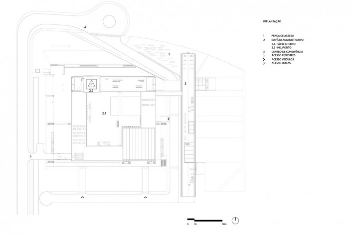 Fecomércio, Sesc e Senac do Rio Grande do Sul, implantação, Porto Alegre RS, 2020. Arquitetos Dario Corrêa Durce, Emerson Vidigal, Eron Costin, Fabio Henrique Faria e João Gabriel Rosa (autores) / Estúdio 41<br />Imagem divulgação  [Estúdio 41]