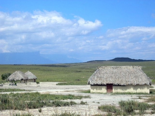 Choupanas indígenas à margem da rodovia