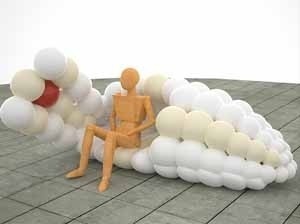 Maquete de estudo - abertura: tela, forro e fechamento inflável com sistema de zíper<br />Imagem dos autores do projeto 