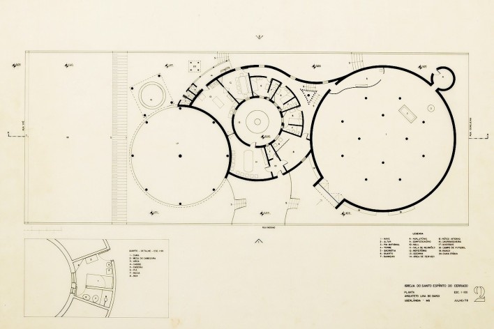 Igreja Espírito Santo do Pinhal, planta, Uberlândia, 1976<br />Imagem divulgação  [Instituto Bardi]