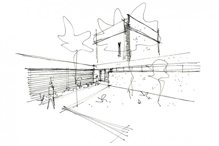 Arquiteto Fabiano Sobreira. Casa da Copaíba, Brasília, 2012. Croquis