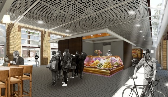 1º lugar Concurso Mercado Público de Lages, perspectiva interna, Lages. Escritórios Zulian Broering + Zanatta Figueiredo<br />Imagem divulgação 
