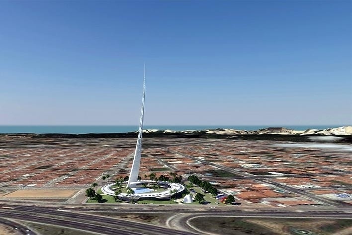 Praça do Natal, Natal RN Brasil, perspectiva diurna, 1° lugar Concurso Público de Arquitetura. zerOgroup, 2009<br />Desenho escritório 