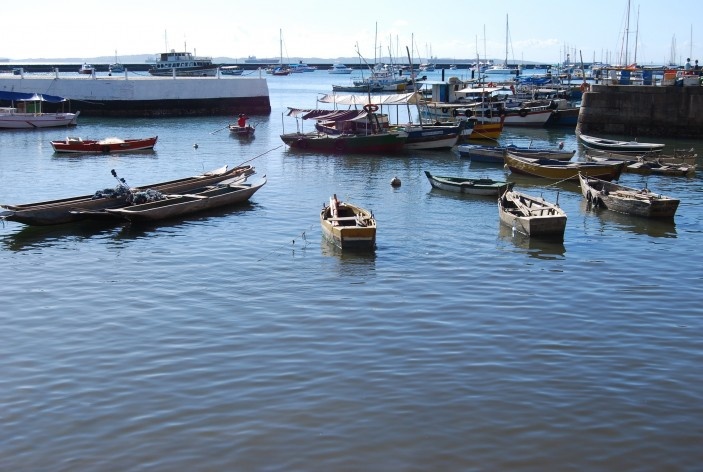 Centro Histórico de Salvador, cidade baixa, barcos atracados na Baía de Todos os Santos<br />foto Fabio Jose Martins de Lima 