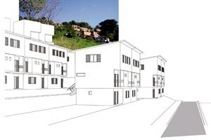 Perspectiva Pedestre<br />Imagem dos autores do projeto 