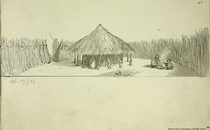 África do Sul, uma choupana Bechuana, n. 496, 27 jul 1812<br />William John Burchell  [Collection Museum Africa, Johannesburg]