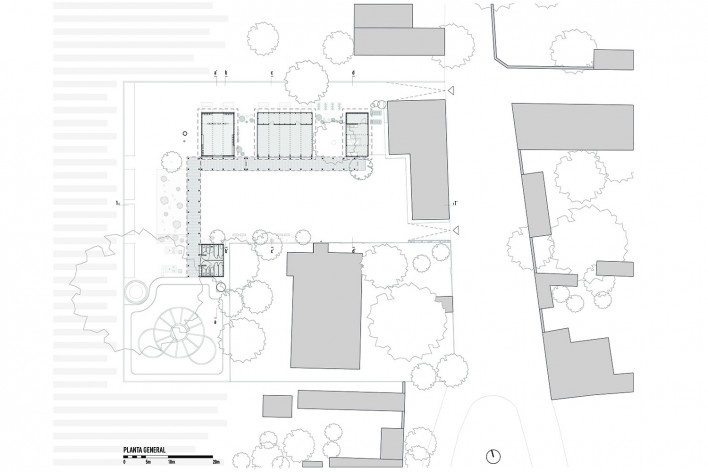 Centro de Cultura y Ecología Quiané, planta general, Santa Catarina Quiané, Oaxaca, México, 2020. Atarraya Taller de Arquitectura; DesignBuild Studio; Universidad de Ciencias Aplicadas de Múnich; Frente por la Defensa de la Tierra; Comunidad de Santa Cata<br />Imagen divulgación  [Atarraya Taller de Arquitectura]
