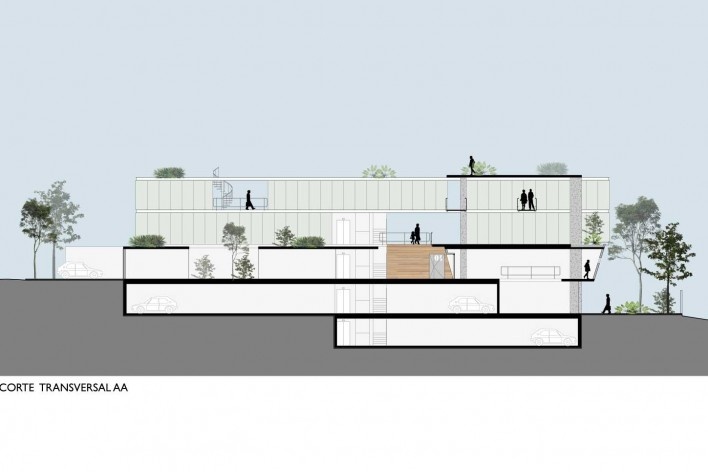 Edifício Zarvos Natingui, corte AA’ , Fernando Forte, Lourenço Gimenes e Rodrigo Marcondes Ferraz ,menção honrosa categoria profissional/ projetos, São Paulo, SP, 2009.