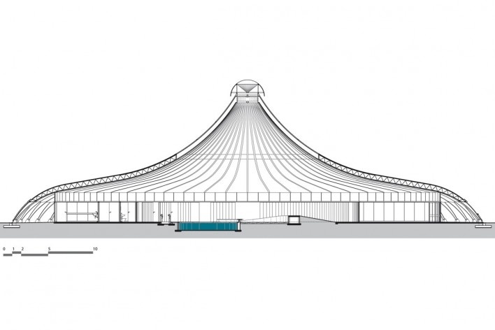 Sarah Brasília Lago Norte, corte do Centro de Apoio à Paralisia Cerebral, Brasília DF<br />Divulgação  [LIMA, João Filgueiras (Lelé). "Arquitetura - uma experiência na área da saúde"]