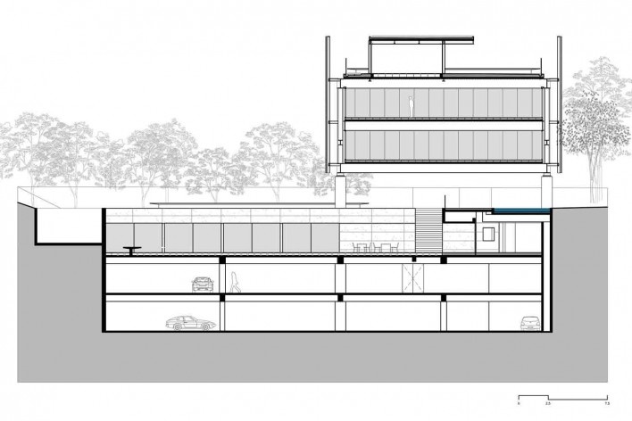Nova sede da Confederação Nacional de Municípios – CNM, corte BB, Brasília DF, 2016. Arquitetos Luís Eduardo Loiola e Maria Cristina Motta / Mira Arquitetos<br />Desenho divulgação 