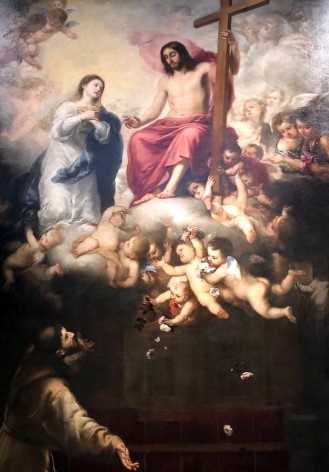 Sebastián Esteban Murillo, O Jubileu de Porciúncula, 1665-1666, em exibição temporária no Museu de Belas Artes de Sevilha<br />Foto José Lira  [Acervo do Wallraf-Richartz Museum de Colônia]