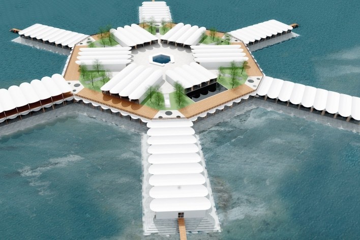 Hotel em Paquetá, modelo eletrônico elaborado pelos alunos. Sérgio Bernardes
