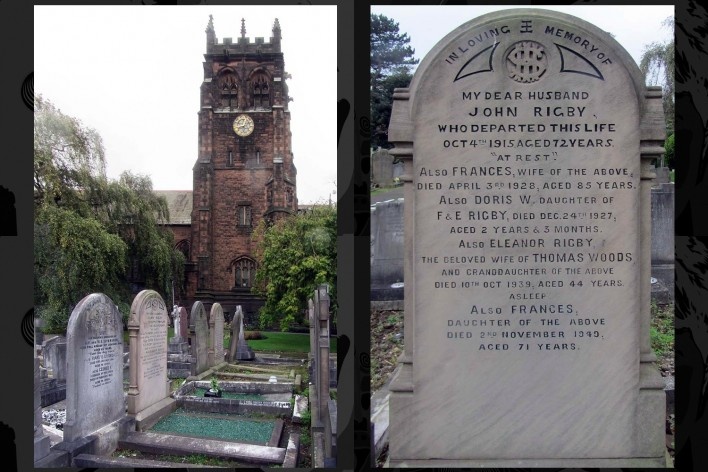Cemitério de Saint Peter’s Church com a lápide com o nome de Eleanor Rigby: “Eleanor Rigby died in the church / And was buried along with her name…”<br />Foto Victor Hugo Mori 