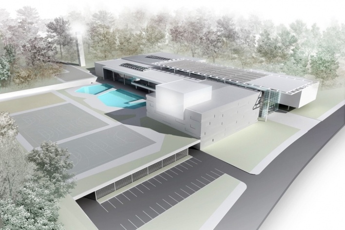 Concurso de Propostas Arquitetônicas para o futuro SESC Guarulhos, 1º lugar. Arquitetos Renato Dal Pian e Lilian Dal Pian<br />Desenho do escritório 