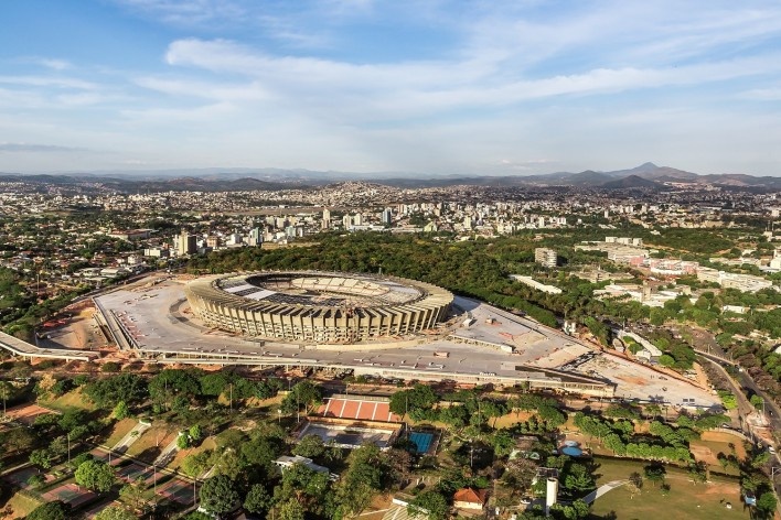 Novo Mineirão, estádio em construção, Belo Horizonte MG. Projeto de reforma e adequação para Copa 2014 do escritório BCMF Arquitetos<br />Foto Alberto Andrich / BCMF Arquitetos  [BCMF Arquitetos]