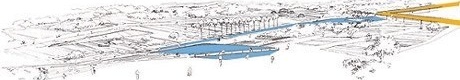 Vista aérea do espaço energia e vida sustentável e desporto<br />Imagem dos autores do projeto 