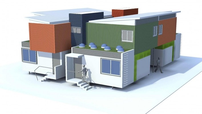 Perspectiva.Concurso Habitação para Todos. CDHU. Sobrados – Menção Honrosa<br />Autores do projeto  [equipe premiada]