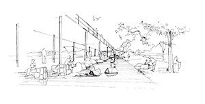 Córrego contíguo à passarela<br />Imagem dos autores do projeto 