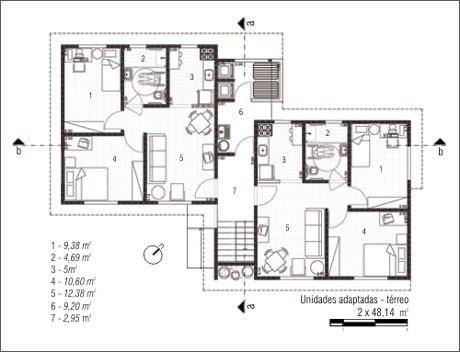 Planta – 1º e 2º pavimentos<br />Imagem dos autores do projeto 