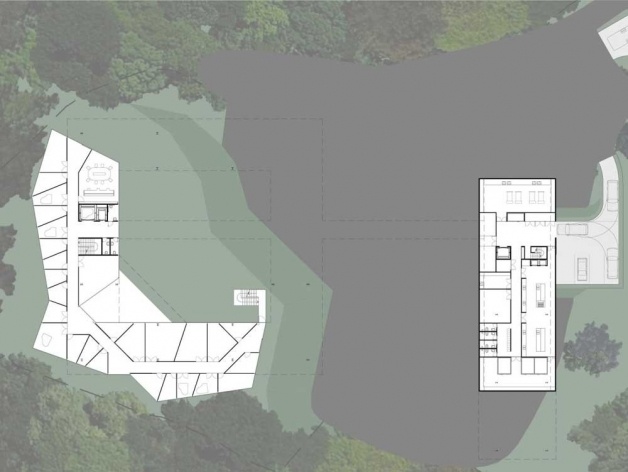 Alojamento em Campos do Jordão, planta nível 10.90, Campos do Jordão. MMBB Arquitetos, 2009<br />Desenho escritório 